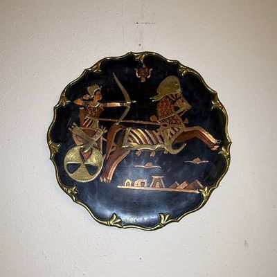 Sale Photo Thumbnail #574: Mid-Century Modern Egyptian Revival Metal Wall Plaque