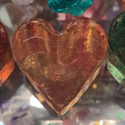 Sale Photo Thumbnail #837: Fire & Light Recycled Glass Heart Paperweight