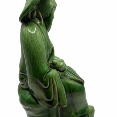 Pair Of Green-glazed Robed Figures