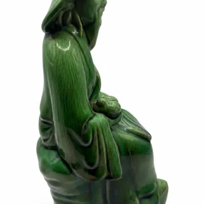 Pair Of Green-glazed Robed Figures