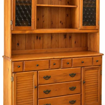 Honey-tone Display Hutch And Base Cabinet