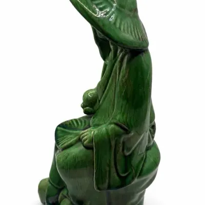 Pair Of Green-glazed Robed Figures