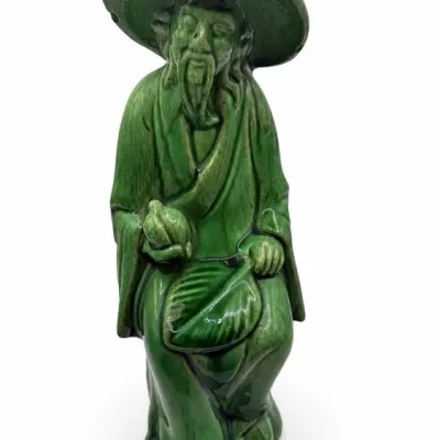 Pair Of Green-glazed Robed Figures