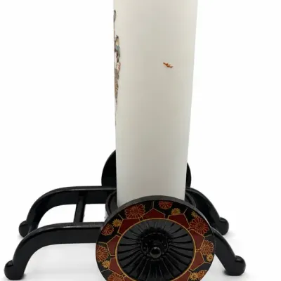Floral Cylinder Vase With Decorative Wheeled Stand
