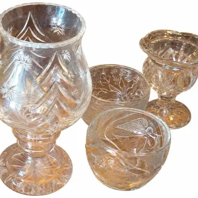 Clear Glass Display Ware With Royal Doulton Candleholder