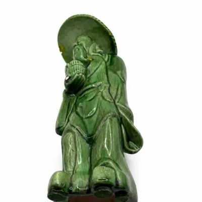 Pair Of Green-glazed Robed Figures