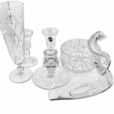 Clear Glass Display Ware With Royal Doulton Candleholder