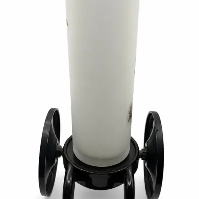 Floral Cylinder Vase With Decorative Wheeled Stand