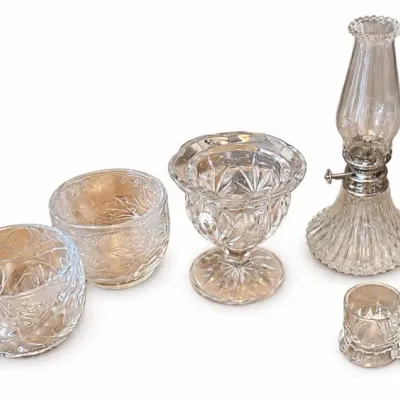 Clear Glass Display Ware With Royal Doulton Candleholder