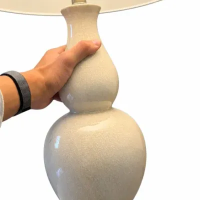 Cream Double-gourd Table Lamp With Shade