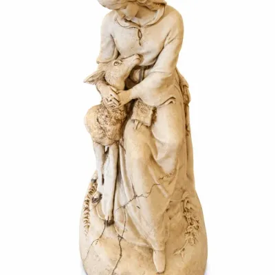 Off-white Woman And Deer Decorative Figure