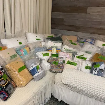 Sale Photo Thumbnail #15: Large assortment of packaged bed linens, throws, pillows, and handmade blankets!