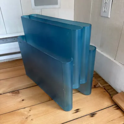 Sale Photo Thumbnail #22: Vintage Giotto Stoppino for Kartell translucent blue plastic magazine rack, 4-pocket model 4676.