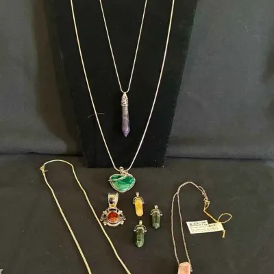 Sale Photo Thumbnail #21: Sw177v sterling silver jewelry with crystal and stone pendants