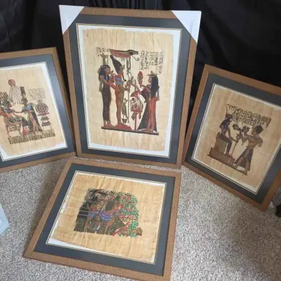 Sale Photo Thumbnail #45: Sw125 modern egyptian hand painted papyrus prints