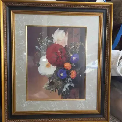 Sale Photo Thumbnail #86: Sw166 framed floral still life art