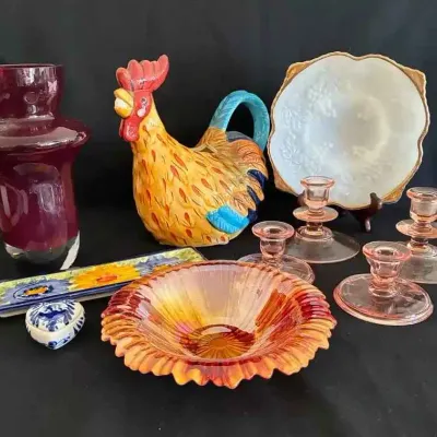 Sale Photo Thumbnail #196: Sw297 vintage waterford milk glass fenton and depression glass