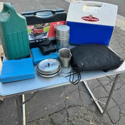 Sale Photo Thumbnail #216: Sw317 vintage camping table supplies