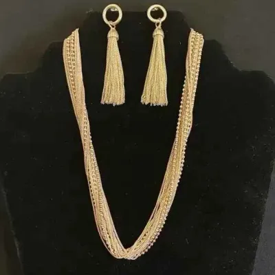 Sale Photo Thumbnail #20: Sw175v multi strand silver necklace and tassel earrings