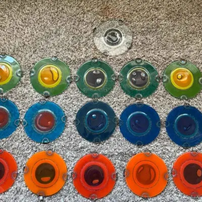 Sale Photo Thumbnail #152: Sw249 vintage higgins fused glass rondelays set of 16