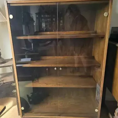 Sale Photo Thumbnail #177: Sw275 mid century wooden bookcase with glass door 2