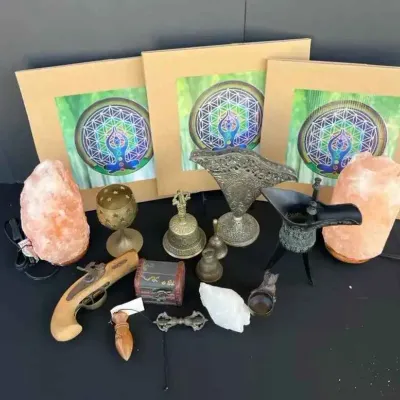 Sale Photo Thumbnail #30: Sw109 assorted decor crystal metal items bells salt lamps