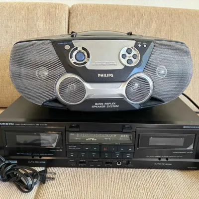 Sale Photo Thumbnail #221: Sw322 onkyo stereo double cassette tape deck and philips cd player