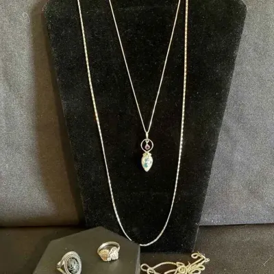 Sale Photo Thumbnail #6: Sw206v sterling rings chains and chain with pendant
