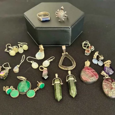 Sale Photo Thumbnail #12: Sw225v sterling pendants with stones earrings and rings