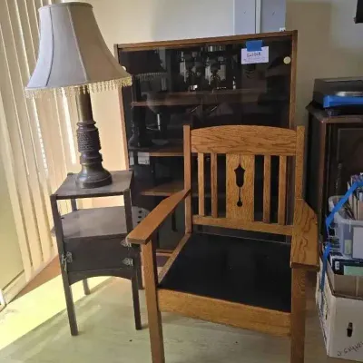 Sale Photo Thumbnail #179: Sw277 mid century armchair humidor cabinet and light