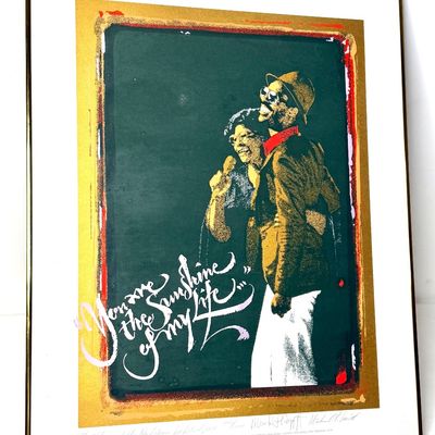 Framed and matted limited edition art print titled 'You Are the Sunshine of My Life,' featuring a portrait of Stevie Wonder and...