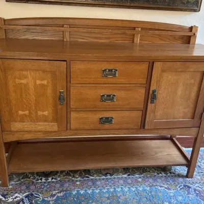 Wood Buffet Cabinet with Three Drawers and Shelf Storage