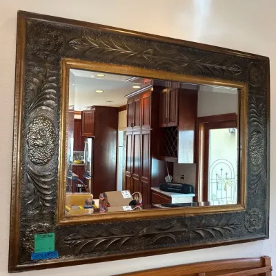 Mirror with Ornate Wood Frame, 53” x 43 1/2”