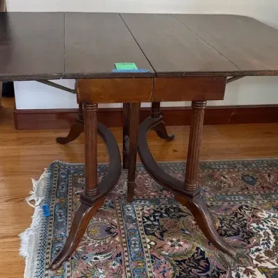 Wood Drop-Leaf Table with Two Leaves, 57” x 42” x 30”