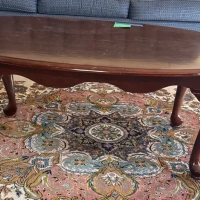 Wood Oval Coffee Table, 45” x 27” x 17 1/2”