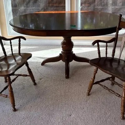 Wood Table with Two Chairs