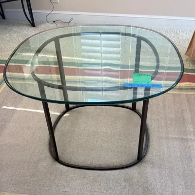 Wrought Iron and Glass Table, 30” x 19”