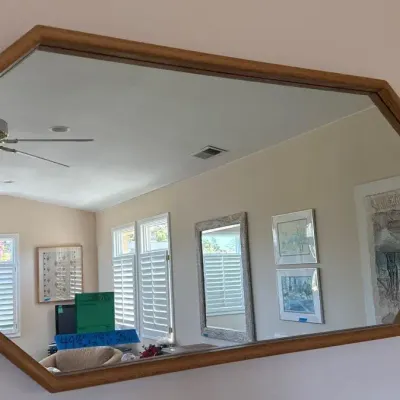 Octagon Oval Shaped Mirror with Wood Frame 49 1/2” x 2 1/2” x 25” 