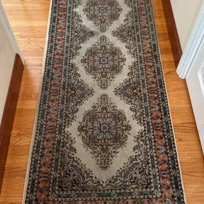 Rug Runner Beige, Pink and Blue 32” x 78”