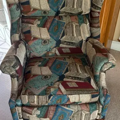 Recliner Chair with a Book Theme Fabrics, 28” x 30” x 39”