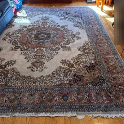 Firuze Design Beige and Pink Floor Rug, 70% Wool, 117” x 161”