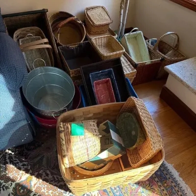 Wicker Storage Baskets , Aluminum Tub