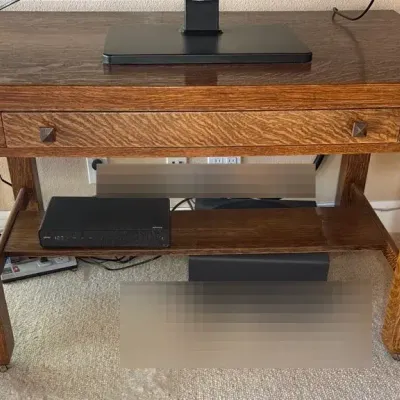 Wood Table with One Drawer and Shelf with Wheels