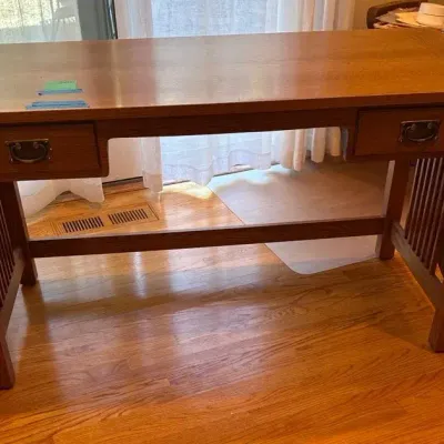 Wood Office Desk Side Drop-Leaf Tables