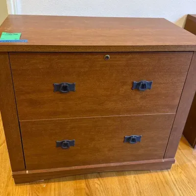 Wood Two Drawer Filing Cabinet (no key), Lot A