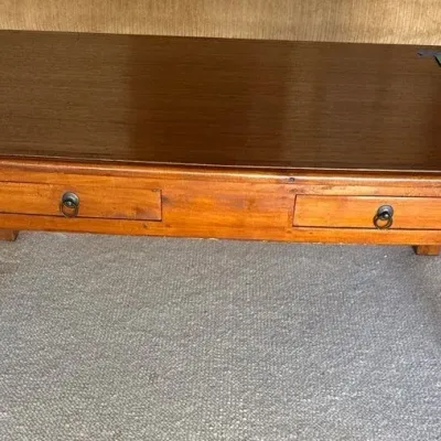 Wood Coffee Table with Four Drawers 48” x 30” x 20”