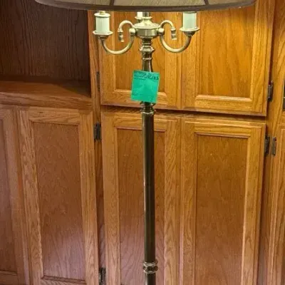Floor Lamp in Brass Finish, 64” H