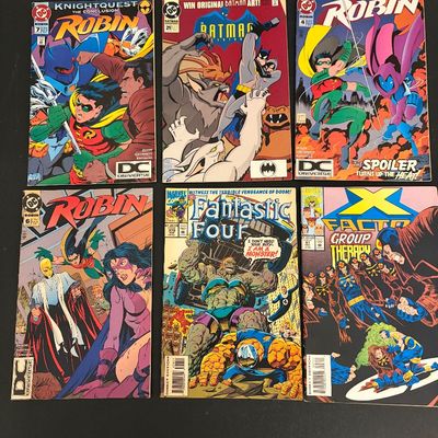 Collection of six modern age comic books from Marvel and DC, including Robin, The Batman Adventures, Fantastic Four, and X-Factor, circa...