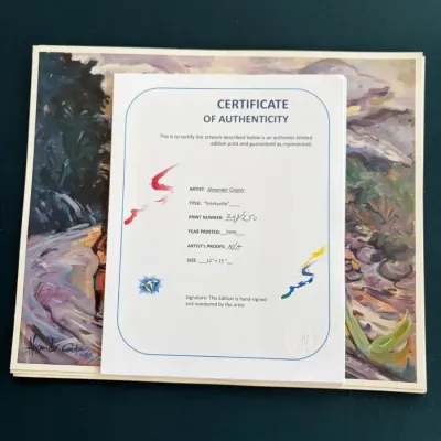 Sale Photo Thumbnail #6: Alexander Cooper signed limited edition art print titled "Trinityville", dated 1999, accompanied by a certificate of authenticity.