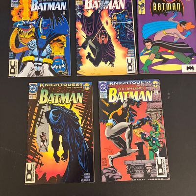 Collection of five 1990s DC Batman comic books, including issues from the Knightquest: The Crusade storyline and The Batman Adventures #18.
